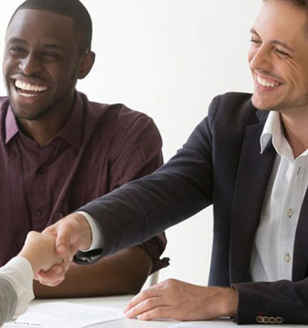 recruitment interview - shake hand moment