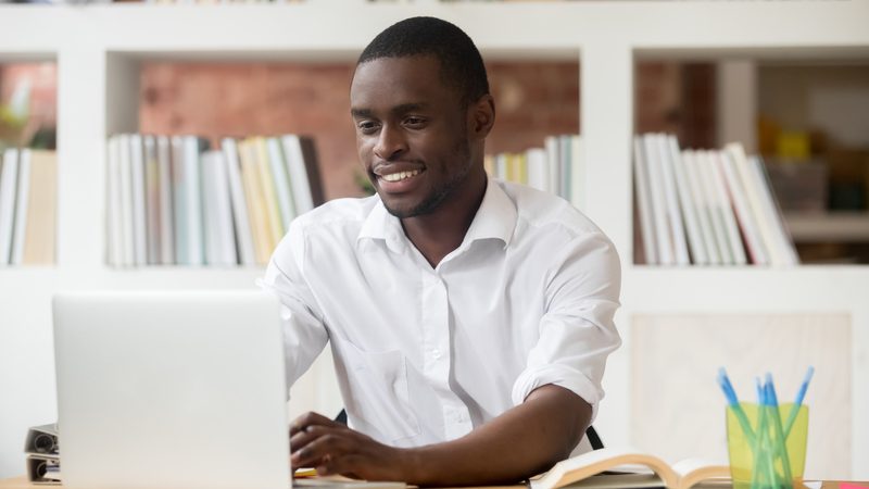 man on computer