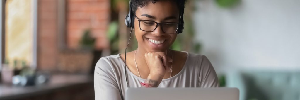 Woman taking an online course